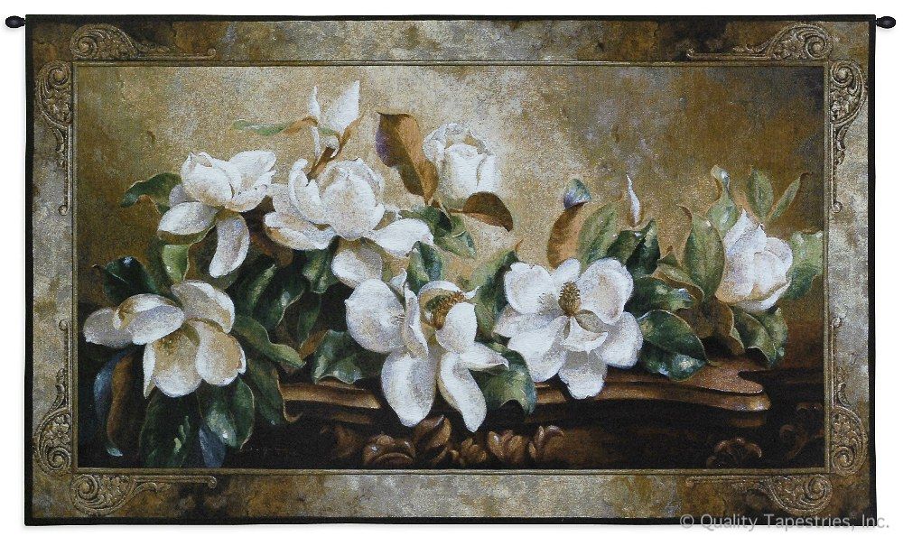 Gentle Giants Wall Tapestry C-3198, Carolina, USAwoven, Tapestry, Still, Life, Floral, White, Brown, 50-59Incheswide, 30-39Inchestall, Horizontal, Cotton, Woven, Wall, Hanging, Tapestries, tapestries, tapestrys, hangings, and, the