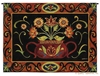Potted Folk Floral Wall Tapestry C-3205, Carolina, USAwoven, Tapestry, Floral, Brown, Black, Yellow, 50-59Incheswide, 30-39Inchestall, Horizontal, Cotton, Woven, Wall, Hanging, Tapestries, tapestries, tapestrys, hangings, and, the