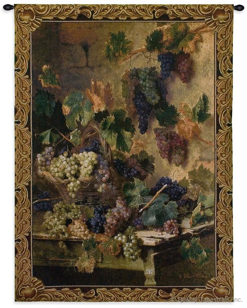 Grape Galore Wall Tapestry C-3353, 30-39Incheswide, 3353-Wh, 3353C, 3353Wh, 38W, 50-59Inchestall, 53H, Art, Brown, Carolina, USAwoven, Cotton, Fruit, Galore, Gold, Grape, Grapes, Hanging, Harvest, Life, Old, Purple, Still, Tapestries, Tapestry, Tuscan, Vertical, Vineyard, Wall, Woven, tapestries, tapestrys, hangings, and, the