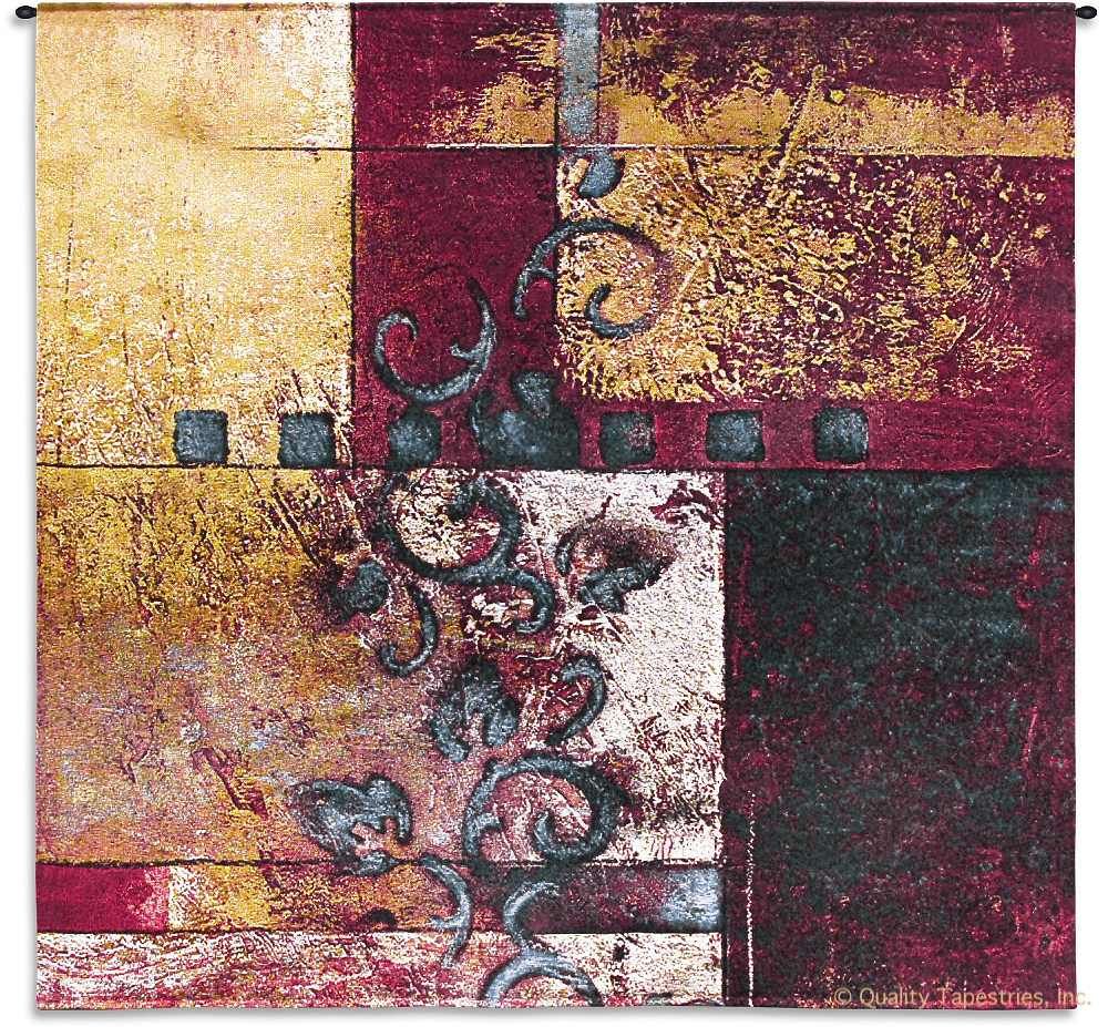 Morning Dream I Wall Tapestry C-3418, 3418-Wh, 3418C, 3418Wh, 50-59Inchestall, 50-59Incheswide, 53H, 53W, Abstract, Art, Carolina, USAwoven, Contemporary, Dream, Gold, Group, Hanging, I, Modern, Morning, Red, Square, Tapastry, Tapestries, Tapestry, Tapistry, Teal, Wall, tapestries, tapestrys, hangings, and, the