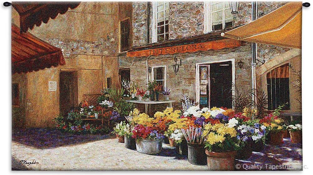 European Flower Shop Wall Tapestry C-3423, 10-29Inchestall, 28H, 3423-Wh, 3423C, 3423Wh, 50-59Incheswide, 53W, Art, Ashley, Botanical, Brown, Carolina, USAwoven, Cityscape, Cotton, European, Floral, Flower, Flowers, Hanging, Horizontal, Pedals, Shop, Tapestries, Tapestry, Wall, Woven, Bestseller, tapestries, tapestrys, hangings, and, the