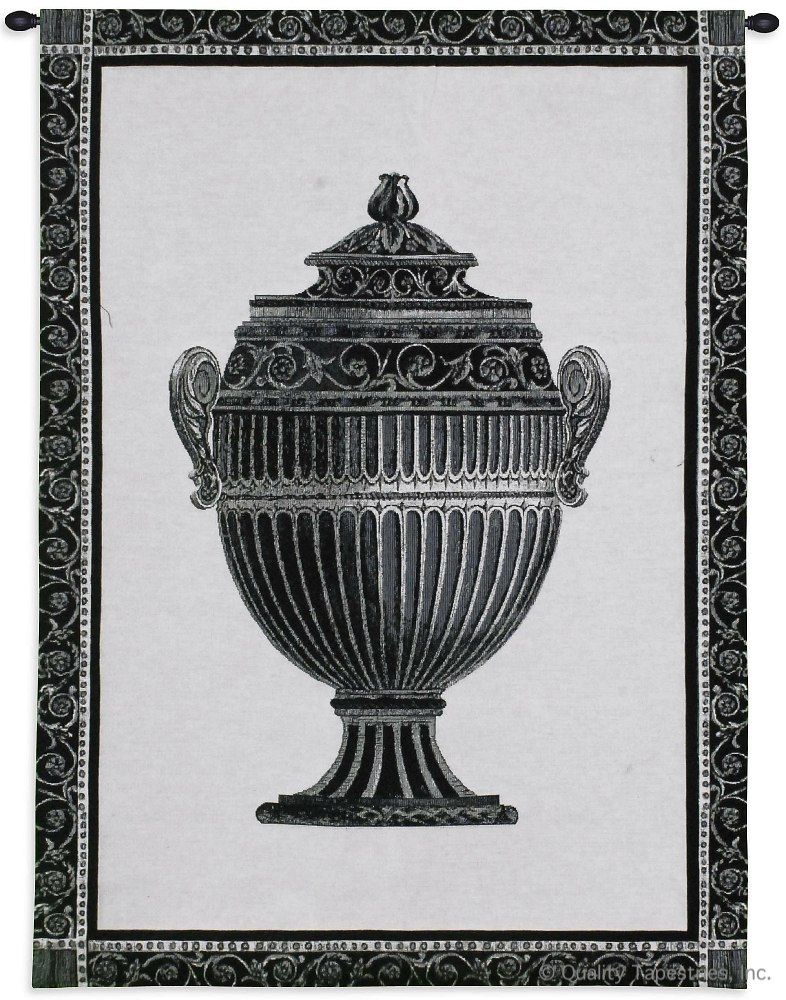 Empire Urn Black & White I Wall Tapestry C-3439, &, 10-29Incheswide, 27W, 30-39Inchestall, 3439-Wh, 3439C, 3439Wh, 34H, Art, Black, Carolina, USAwoven, Cotton, Empire, Gray, Grey, Group, Hanging, I, Pots, Pottery, Tapestries, Tapestry, Urn, Urns, Vertical, Wall, White, Woven, tapestries, tapestrys, hangings, and, the