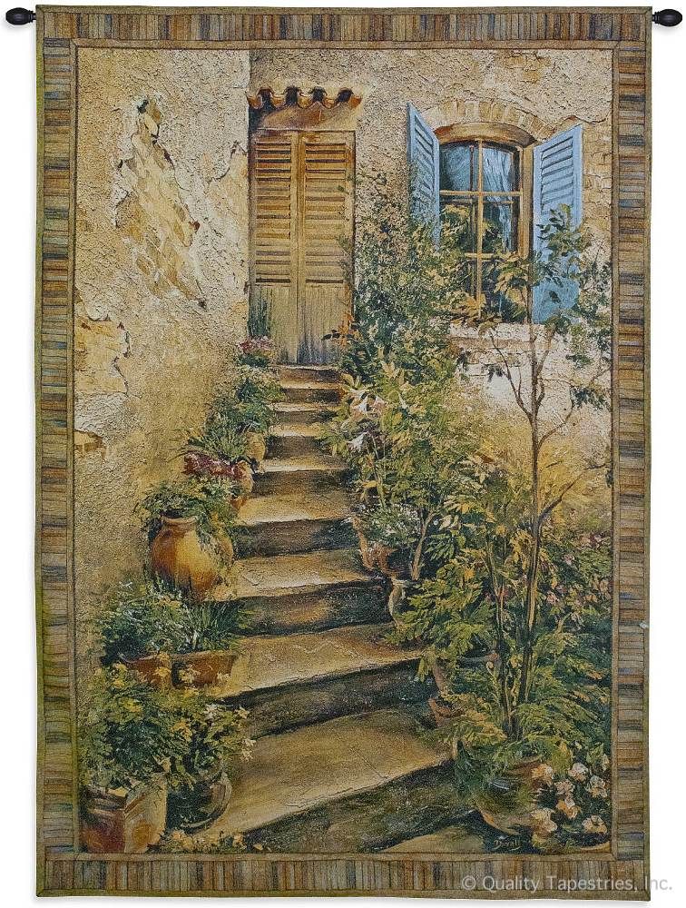 Italian Cottage Wall Tapestry C-3443M, 10-29Incheswide, 26W, 30-39Inchestall, 32H, 3339-Wh, 3339C, 3339Wh, 3351-Wh, 3351C, 3351Wh, 3443-Wh, 3443C, 3443Cm, 3443Wh, 40-49Incheswide, 43W, 50-59Inchestall, 50-59Incheswide, 53H, 53W, 70-79Inchestall, 75H, Art, S, Blue, Brown, Carolina, USAwoven, Cotton, Erope, Europe, European, Eurupe, Green, Hanging, Home, Ii, Seller, Staircase, Stairs, Tapestries, Tapestry, Top50, Tuscan, Tuscany, Urope, Vertical, Villa, Wall, Woven, Woven, Bestseller, tapestries, tapestrys, hangings, and, the, Tuscan Villa Stairs II