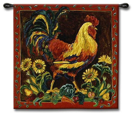 Rooster Rustic Red Abstract Wall Tapestry C-3563, 30-39Inchestall, 30-39Incheswide, 3563-Wh, 3563C, 3563Wh, 35H, 35W, Abstract, Animal, Animals, Art, Carolina, USAwoven, Cotton, Hanging, Red, Rooster, Rustic, Square, Tapastry, Tapestries, Tapestry, Tapistry, Wall, Woven, Yellow, tapestries, tapestrys, hangings, and, the
