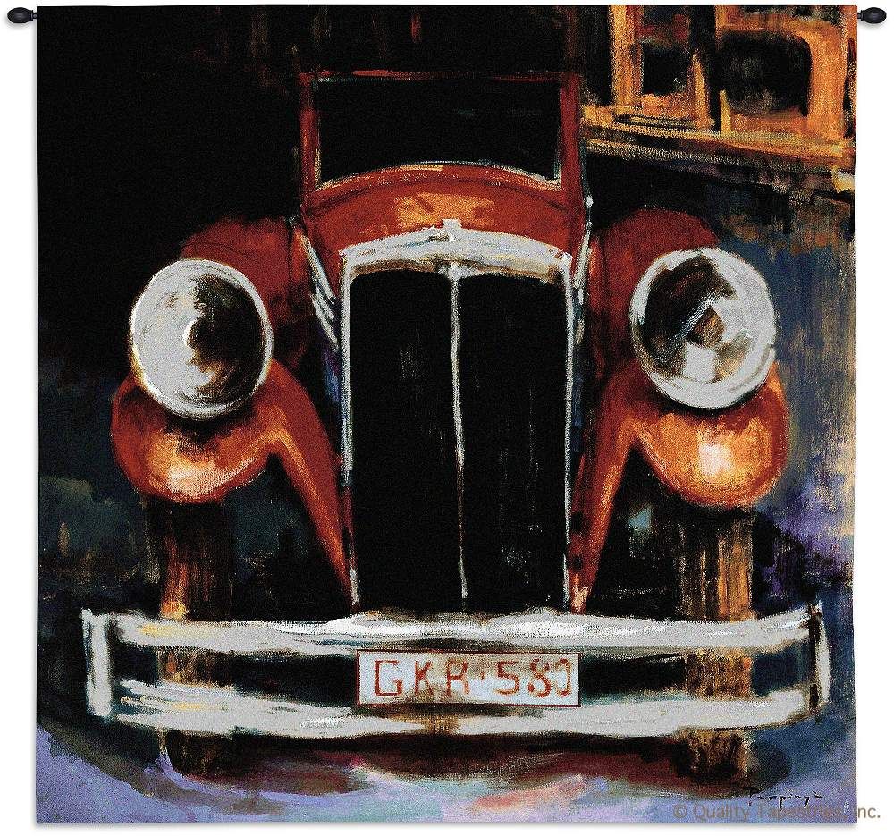Vintage Classic Car Abstract Wall Tapestry C-3574, 3574-Wh, 3574C, 3574Wh, 50-59Inchestall, 50-59Incheswide, 53H, 53W, Abstract, Art, Black, Car, Carolina, USAwoven, Classic, Contemporary, Cotton, Dark, Hanging, Modern, Orange, Other, Square, Tapastry, Tapestries, Tapestry, Tapistry, Travel, Vintage, Wall, Woven, Yellow, tapestries, tapestrys, hangings, and, the