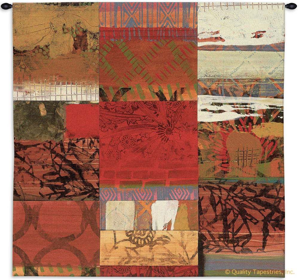Garden Magic Abstract Wall Tapestry C-3583, 3583-Wh, 3583C, 3583Wh, 50-59Inchestall, 50-59Incheswide, 53H, 53W, Abstract, Art, Botanical, Brown, Carolina, USAwoven, Cotton, Floral, Flower, Flowers, Garden, Hanging, Magic, Pedals, Red, Square, Tapestries, Tapestry, Wall, Woven, tapestries, tapestrys, hangings, and, the