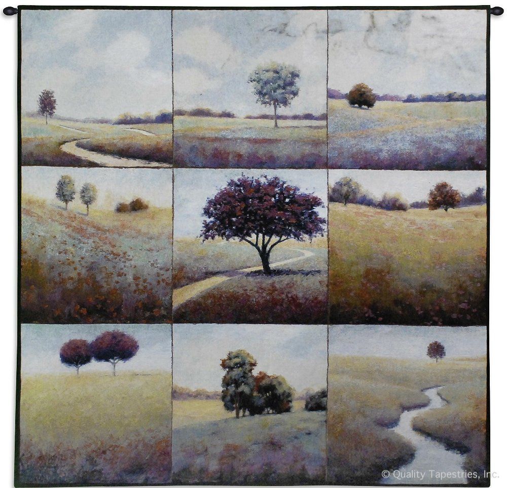 Tranquil Fields Nine Square Wall Tapestry C-3598, 3598-Wh, 3598C, 3598Wh, 50-59Inchestall, 50-59Incheswide, 52H, 52W, Abstract, Art, Blue, Botanical, Carolina, USAwoven, Contemporary, Cotton, Earth, Field, Fields, Floral, Flower, Flowers, Green, Hanging, Landscape, Landscapes, Modern, Nine, Pedals, Scene, Square, Tapastry, Tapestries, Tapestry, Tapistry, Tranquil, Trees, Wall, Woven, tapestries, tapestrys, hangings, and, the