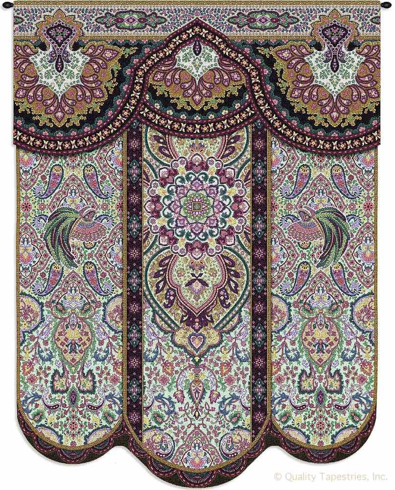 Indian Paradise Plum Wall Tapestry C-3621, 3621-Wh, 3621C, 3621Wh, 50-59Incheswide, 51W, 60-69Inchestall, 69H, Art, Ashley, Carolina, USAwoven, Complex, Cotton, Design, Designs, Hanging, Indian, Intricate, Paradise, Pattern, Patterns, Plum, Purple, Shapes, Tapestries, Tapestry, Textile, Vertical, Vvv, Wall, Woven, tapestries, tapestrys, hangings, and, the