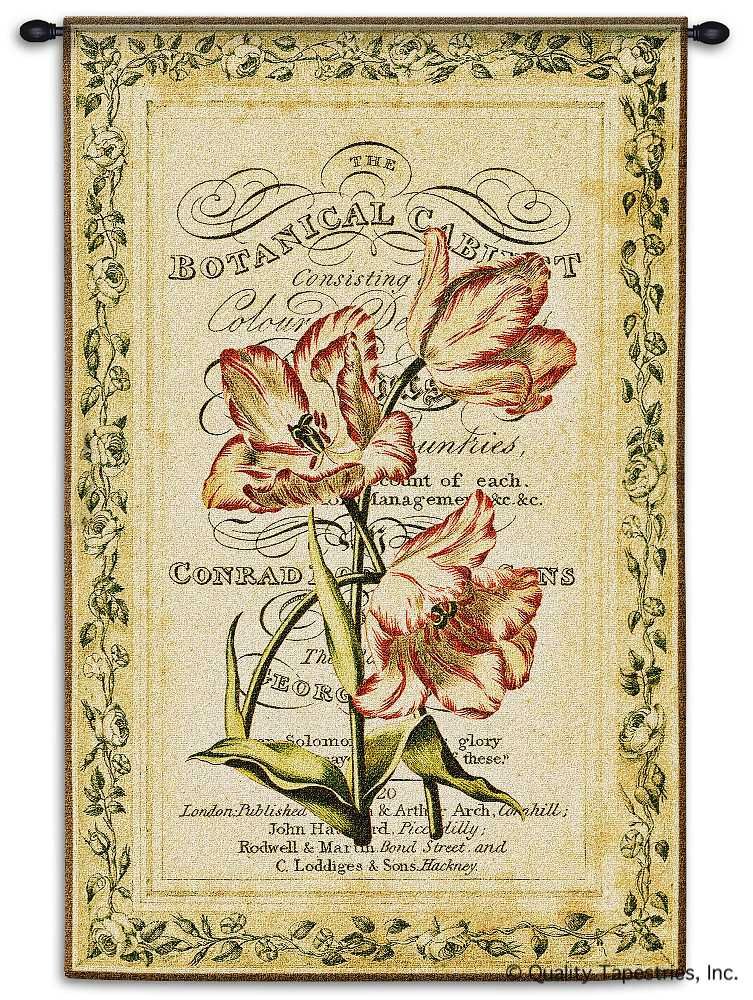 Botanic Cabinet Wall Tapestry C-3643, 30-39Incheswide, 34W, 3643-Wh, 3643C, 3643Wh, 50-59Inchestall, 53H, Art, Border, Botanic, Botanical, Cabinet, Carolina, USAwoven, Cotton, Cream, Floral, Flower, Flowers, Hanging, Leaf, Pedals, Pink, Tapestries, Tapestry, Vertical, Vine, Wall, White, Woven, tapestries, tapestrys, hangings, and, the