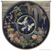 Cloisonne Blue Asian Rounded Wall Tapestry - C-3677