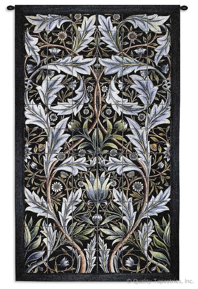 Panel of Tiles Wall Tapestry C-3683M, 30-39Incheswide, 31W, 3683-Wh, 3683C, 3683Cm, 3683Wh, 3713-Wh, 3713C, 3713Wh, 50-59Inchestall, 50-59Incheswide, 53H, 53W, 60-69Inchestall, 69H, Art, Black, Blue, Botanical, Carolina, USAwoven, Cotton, Floral, Flower, Flowers, Green, Hanging, Intricate, Of, Panel, Pedals, Tapestries, Tapestry, Tiles, Vertical, Vvv, Wall, Woven, tapestries, tapestrys, hangings, and, the