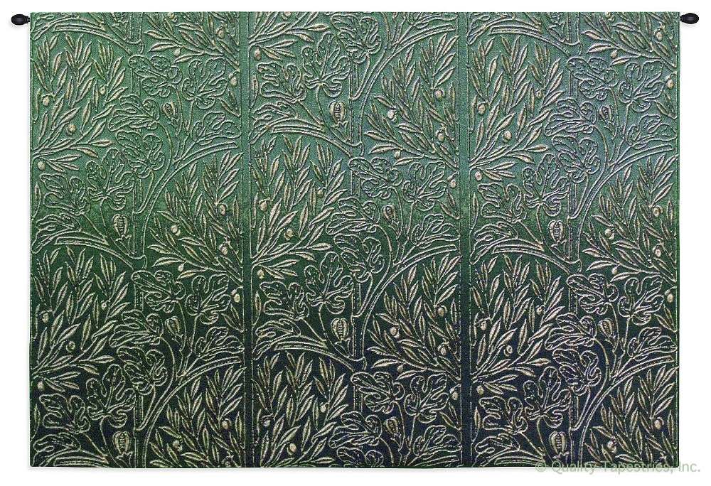 Emerald Outlines Arboretum Wall Tapestry C-3703, 30-39Inchestall, 3703-Wh, 3703C, 3703Wh, 37H, 50-59Incheswide, 53W, Arboretum, Art, Carolina, USAwoven, Complex, Cotton, Design, Designs, Emerald, Green, Hanging, Horizontal, Intricate, Outlines, Pattern, Patterns, Shapes, Tapestries, Tapestry, Textile, Wall, Woven, tapestries, tapestrys, hangings, and, the