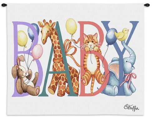 Baby Room Wall Tapestry C-3755, 10-29Inchestall, 26H, 30-39Incheswide, 34W, 3755-Wh, 3755C, 3755Wh, Animals, Art, Baby, Balloons, Carolina, USAwoven, Child, ChildS, ChildrenS, Childrens, Childs, Cotton, Fun, Hanging, Horizontal, Infant, Kid, KidS, Kids, Newborn, Room, Small, Tapestries, Tapestry, Toddler, Wall, White, Woven, tapestries, tapestrys, hangings, and, the