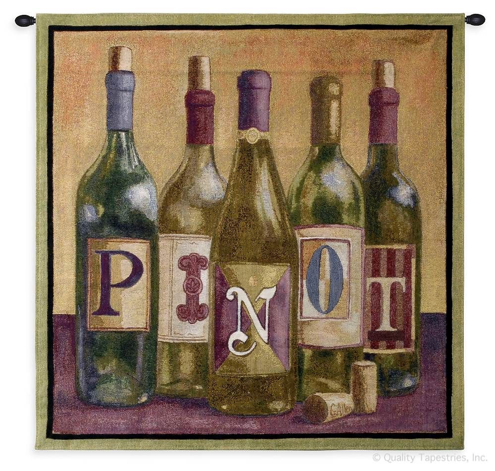 Five Wine Bottles Pinot Wall Tapestry C-3790, 30-39Inchestall, 30-39Incheswide, 35H, 35W, 3790-Wh, 3790C, 3790Wh, Abstract, Alcohol, Art, Bottles, Carolina, USAwoven, Contemporary, Cotton, Five, Hanging, Modern, Orange, Pinot, Spirits, Square, Tapastry, Tapestries, Tapestry, Tapistry, Vineyard, Wall, Wine, Woven, tapestries, tapestrys, hangings, and, the
