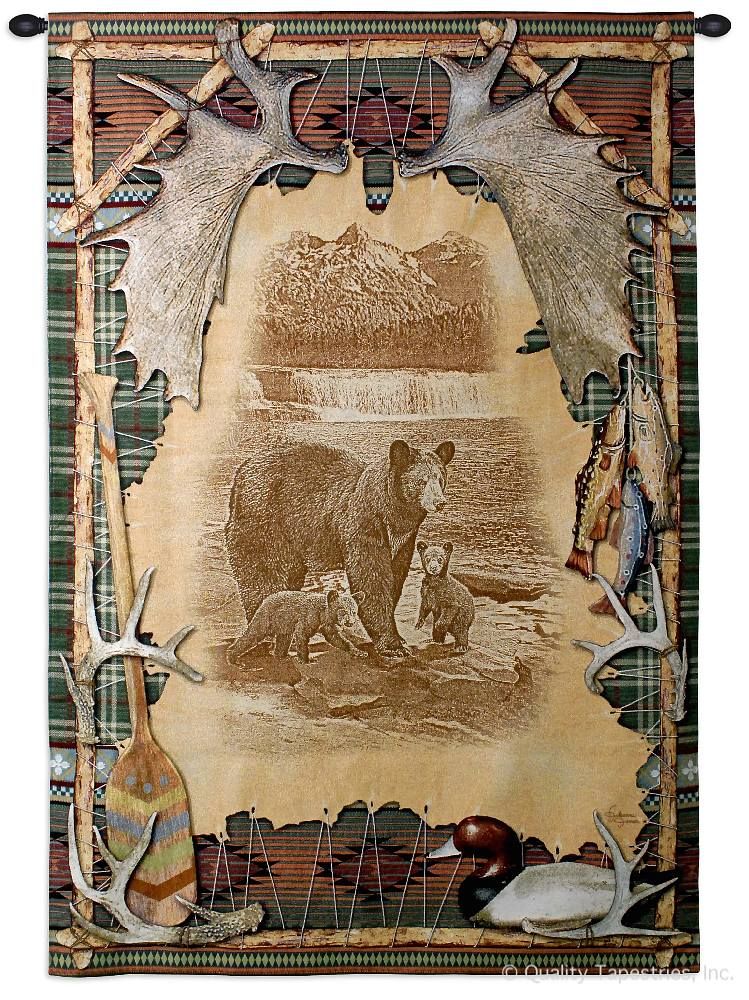 Antler Lodge Wall Tapestry C-3894M, 30-39Incheswide, 35W, 3893-Wh, 3893C, 3893Wh, 3894-Wh, 3894C, 3894Cm, 3894Wh, 50-59Inchestall, 50-59Incheswide, 53H, 53W, 70-79Inchestall, 77H, Animal, Antler, Art, Bear, Bears, Beige, Cabin, Carolina, USAwoven, Cotton, Deer, Duck, Fish, Fishing, Hanging, Hunting, Lodge, New, Outdoor, Rustic, Tapestries, Tapestry, Tapistry, Vertical, Wall, Western, Woods, Woven, tapestries, tapestrys, hangings, and, the