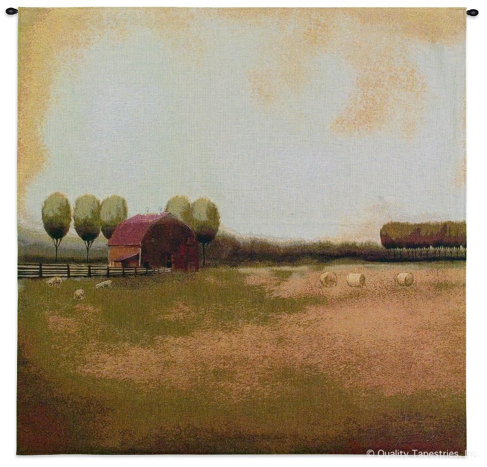 Rural Landscape Wall Tapestry C-4039, 4039-Wh, 4039C, 4039Wh, 50-59Inchestall, 50-59Incheswide, 53H, 53W, Art, Barn, Brown, Carolina, USAwoven, Cotton, Earth, Field, Hanging, Home, Landscape, Landscapes, Red, Rolled, Rural, Scene, Square, Tapestries, Tapestry, Wall, Wheat, Woven, Yellow, tapestries, tapestrys, hangings, and, the