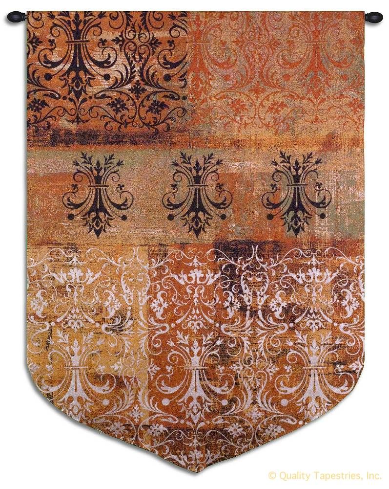 Damask Chandelier Orange Arabian Wall Tapestry C-4129, 40-49Incheswide, 4129-Wh, 4129C, 4129Wh, 43W, 60-69Inchestall, 63H, Arabian, Art, Bold, Carolina, USAwoven, Chandelier, Complex, Cotton, Damask, Design, Designs, Hanging, Intricate, Orange, Pattern, Patterns, Shapes, Tapestries, Tapestry, Textile, Vertical, Wall, Woven, tapestries, tapestrys, hangings, and, the
