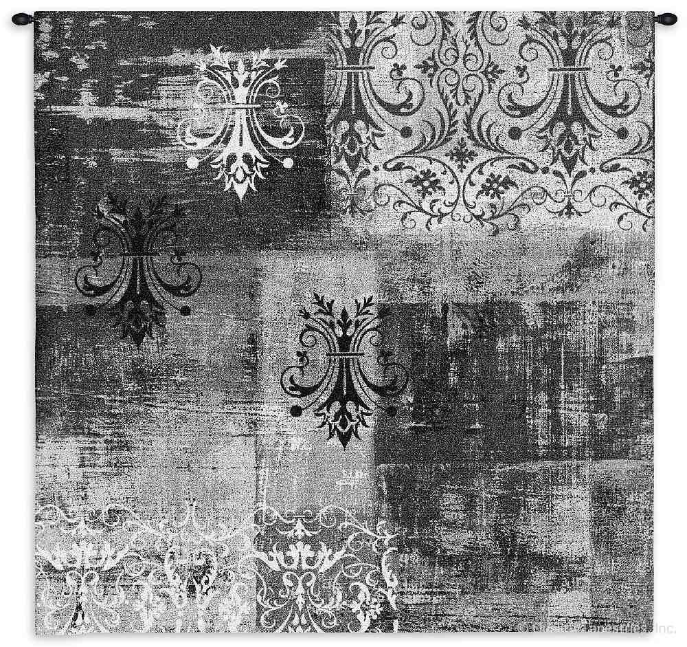 Damask Brushed Steel Wall Tapestry C-4132, 4132-Wh, 4132C, 4132Wh, 50-59Inchestall, 50-59Incheswide, 53H, 53W, Abstract, Art, Brushed, Carolina, USAwoven, Contemporary, Damask, Dark, Gray, Grey, Hanging, Modern, Square, Steel, Tapastry, Tapestries, Tapestry, Tapistry, Wall, tapestries, tapestrys, hangings, and, the