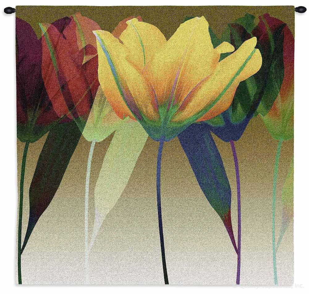 Abstract Tulips Wall Tapestry C-4205, 4205-Wh, 4205C, 4205Wh, 50-59Inchestall, 50-59Incheswide, 51H, 51W, Abstract, Art, Beige, Botanical, Carolina, USAwoven, Contemporary, Cotton, Floral, Flower, Flowers, Hanging, Modern, Pedals, Red, Square, Tapastry, Tapestries, Tapestry, Tapistry, Tulips, Wall, Woven, Yellow, Bestseller, tapestries, tapestrys, hangings, and, the