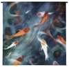 Playing Koi Wall Tapestry C-4549, 4549-Wh, 4549C, 4549Wh, 50-59Inchestall, 50-59Incheswide, 52H, 52W, Abstract, Animal, Art, Asia, Asian, Blue, Carolina, USAwoven, Chinese, Cotton, Fish, Hanging, Japanese, Koi, Orange, Orient, Oriental, Pond, Purple, Square, Tapestries, Tapestry, Wall, Woven, tapestries, tapestrys, hangings, and, the, coy, fish, pond, abstract