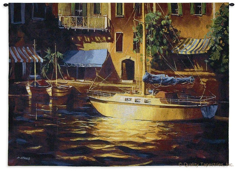 Port of Call Wall Tapestry C-4564, 30-39Inchestall, 38H, 4564-Wh, 4564C, 4564Wh, 50-59Incheswide, 53W, Art, Beach, Boat, Boats, Call, Carolina, USAwoven, Coast, Coastal, Cotton, Dark, European, Hanging, Harbor, Hhh, Horizontal, Ocean, Of, Orange, Port, Sail, Sailboat, Sailboats, Scene, Sea, Tapestries, Tapestry, Wall, Woven, tapestries, tapestrys, hangings, and, the
