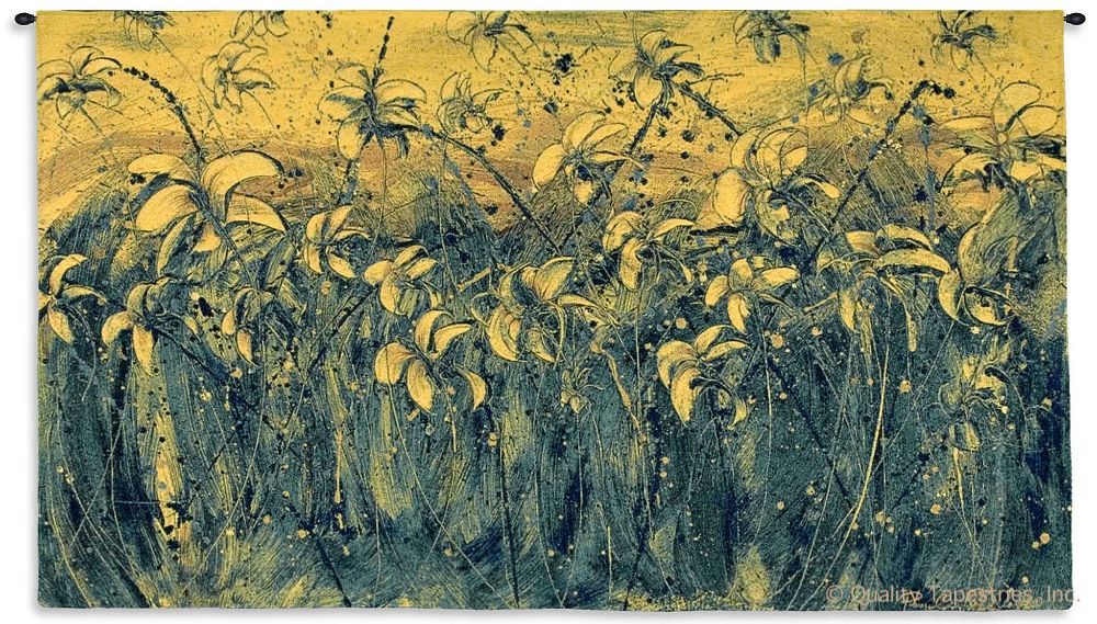 Field of Flowers Wall Tapestry C-4613, 30-39Inchestall, 31H, 4613-Wh, 4613C, 4613Wh, 50-59Incheswide, 53W, Abstract, Art, Blue, Botanical, Carolina, USAwoven, Contemporary, Cotton, Field, Floral, Flower, Flowers, Green, Hanging, Horizontal, Modern, Of, Pedals, Tapastry, Tapestries, Tapestry, Tapistry, Wall, Woven, Yellow, tapestries, tapestrys, hangings, and, the