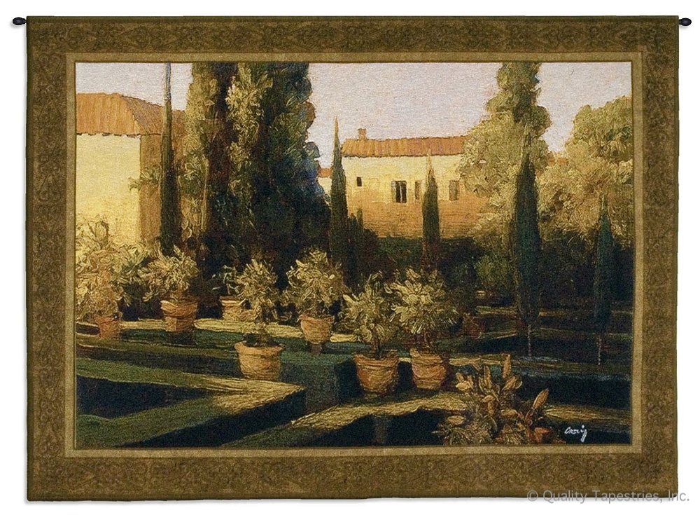 Verona Garden Wall Tapestry C-4619, 30-39Inchestall, 38H, 4619-Wh, 4619C, 4619Wh, 50-59Incheswide, 53W, Art, Botanical, Carolina, USAwoven, Cotton, Earth, Erope, Europe, European, Eurupe, Field, Floral, Flower, Flowers, Garden, Gold, Green, Hanging, Home, Horizontal, Landscape, Landscapes, Pedals, Scene, Tapestries, Tapestry, Urope, Verona, Wall, Woven, tapestries, tapestrys, hangings, and, the