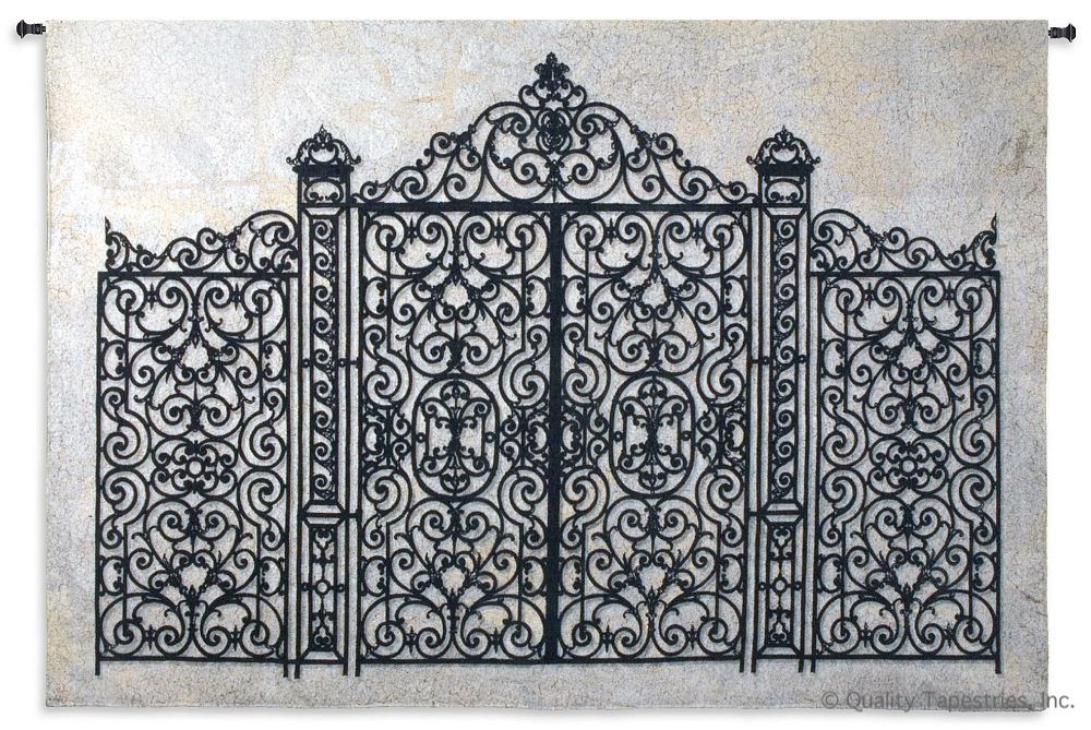 Louis XV Gate Wall Tapestry C-4686, 4686-Wh, 4686C, 4686Wh, 50-59Inchestall, 53H, 70-79Incheswide, 79W, Architectural, Art, Black, Carolina, USAwoven, Cityscape, Complex, Cotton, Design, Designs, Gate, Hanging, Horizontal, Intricate, Large, Louis, Pattern, Patterns, Shapes, Tapestries, Tapestry, Textile, Wall, White, Woven, Xv, tapestries, tapestrys, hangings, and, the