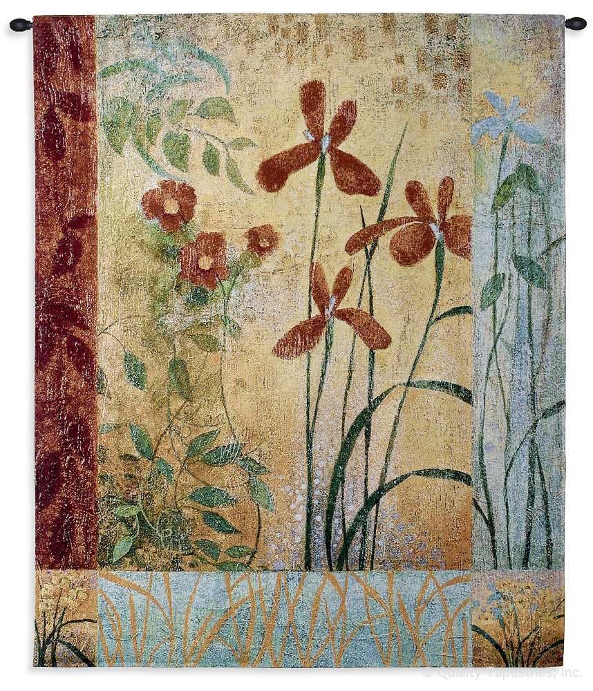 Bedazzle Floral Wall Tapestry C-5147, 30-39Incheswide, 35W, 40-49Inchestall, 42H, 5147-Wh, 5147C, 5147Wh, Art, Bedazzle, Botanical, Carolina, USAwoven, Cotton, Floral, Flower, Flowers, Hanging, Orange, Pedals, Tapestries, Tapestry, Vertical, Wall, Woven, Yellow, tapestries, tapestrys, hangings, and, the