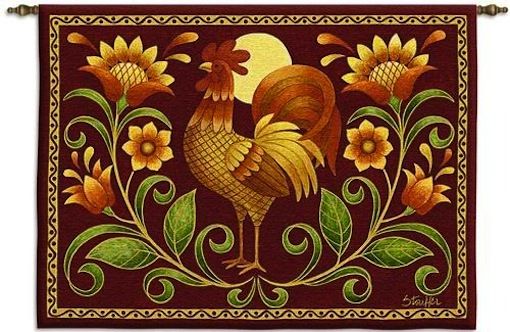 Rooster & Sunflowers Wall Tapestry C-5200, &, 10-29Inchestall, 26H, 30-39Incheswide, 34W, 5200-Wh, 5200C, 5200Wh, Abstract, Animal, Animals, Art, Botanical, Carolina, USAwoven, Contemporary, Cotton, Farm, Floral, Flower, Flowers, Hanging, Horizontal, Modern, Orange, Pedals, Red, Rooster, Sunflowers, Tapastry, Tapestries, Tapestry, Tapistry, Wall, Woven, tapestries, tapestrys, hangings, and, the