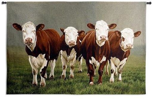 Fab Four Cow Wall Tapestry C-5304, 50-59Inchestall, 5304-Wh, 5304C, 5304Wh, 53H, 70-79Incheswide, 78W, Animal, Art, Barn, Brown, Carolina, USAwoven, Chenille, Cotton, Cow, Cows, Extra, Fab, Farm, Four, Green, Hanging, Horizontal, Large, Mist, Misty, New, Tapestries, Tapestry, Tapistry, Wall, White, Wide, Woven, tapestries, tapestrys, hangings, and, the