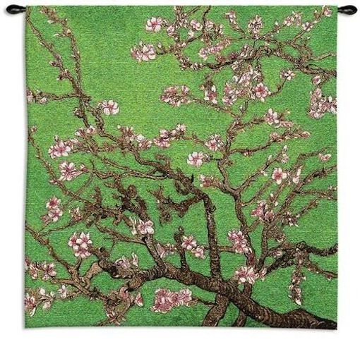 Van Gogh Cherry Blossom Wall Tapestry C-5514, 30-39Inchestall, 30-39Incheswide, 35H, 35W, 5514-Wh, 5514C, 5514Wh, Abstract, Art, Asia, Asian, Blossom, Bold, Carolina, USAwoven, Cherry, Chinese, Cotton, Gogh, Green, Hanging, Japanese, Orient, Oriental, Pink, Square, Tapestries, Tapestry, Tree, Van, Vincent, Wall, Woven, tapestries, tapestrys, hangings, and, the