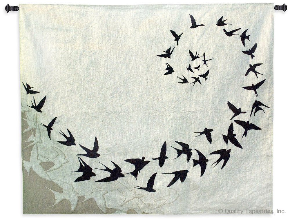 Bird Silhouettes in Flight Chenille Wall Tapestry C-5717, 50-59Inchestall, 53H, 5717-Wh, 5717C, 5717Wh, 60-69Incheswide, 64W, Animal, Animals, Art, Bird, Carolina, USAwoven, Chenille, Cotton, Flight, Hanging, Horizontal, In, Silhouettes, Tapastry, Tapestries, Tapestry, Tapistry, Wall, White, Woven, tapestries, tapestrys, hangings, and, the
