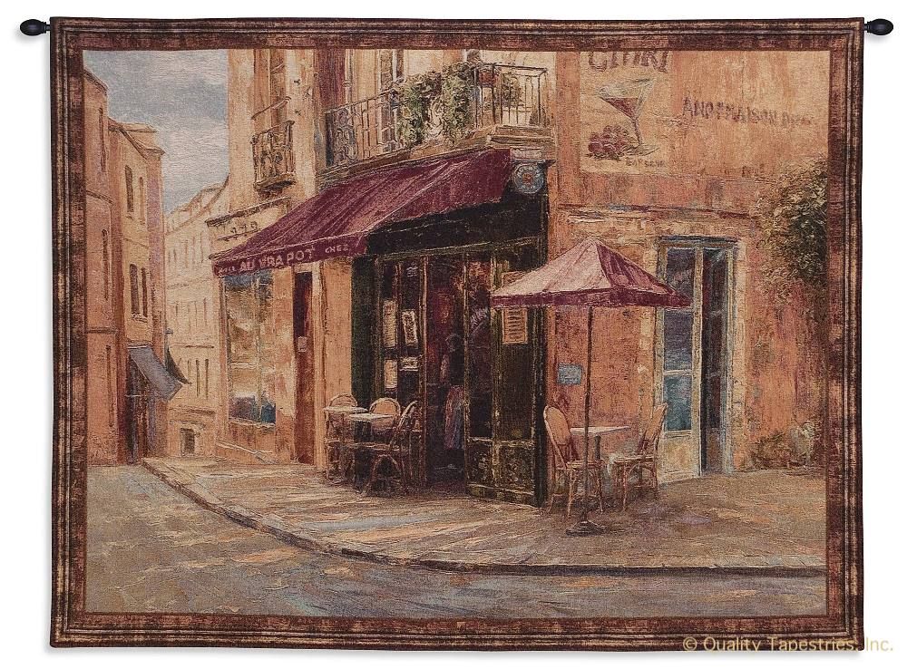 Hillside Cafe Wall Tapestry C-5724, 40-49Inchestall, 42H, 50-59Incheswide, 53W, 5724-Wh, 5724C, 5724Wh, Art, Brown, Cafe, Canopy, Carolina, USAwoven, Cityscape, Cityscapes, Cotton, Erope, Europe, European, Eurupe, Hanging, Hillside, Horizontal, Red, Tapestries, Tapestry, Urope, Wall, Woven, tapestries, tapestrys, hangings, and, the