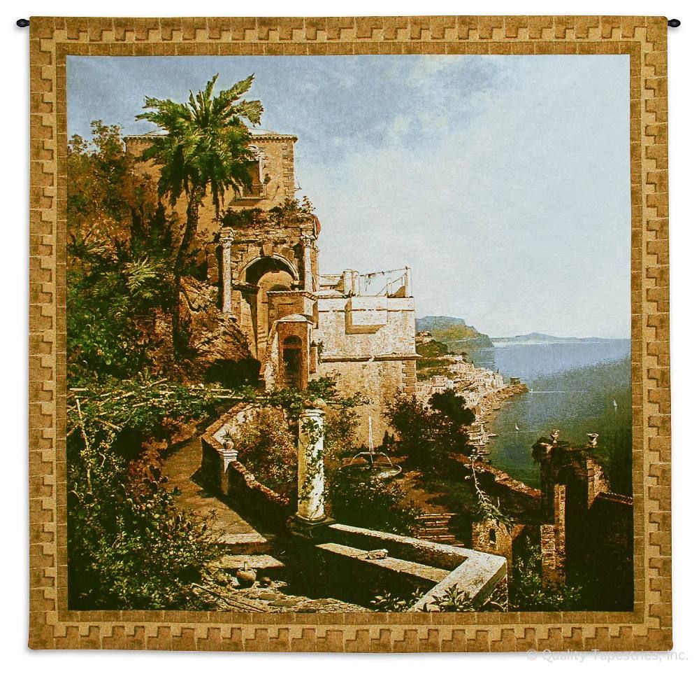 Amalfi Coast Italy Wall Tapestry C-5814, 50-59Inchestall, 50-59Incheswide, 53H, 53W, 5814-Wh, 5814C, 5814Wh, Abstract, Amalfi, Art, Beach, Beige, Brown, Carolina, USAwoven, Coast, Coastal, Cotton, Erope, Europe, European, Eurupe, Gold, Hanging, Italy, Modern, Ocean, Scene, Sea, Square, Tapastry, Tapestries, Tapestry, Tapistry, Urope, Wall, Woven, tapestries, tapestrys, hangings, and, the
