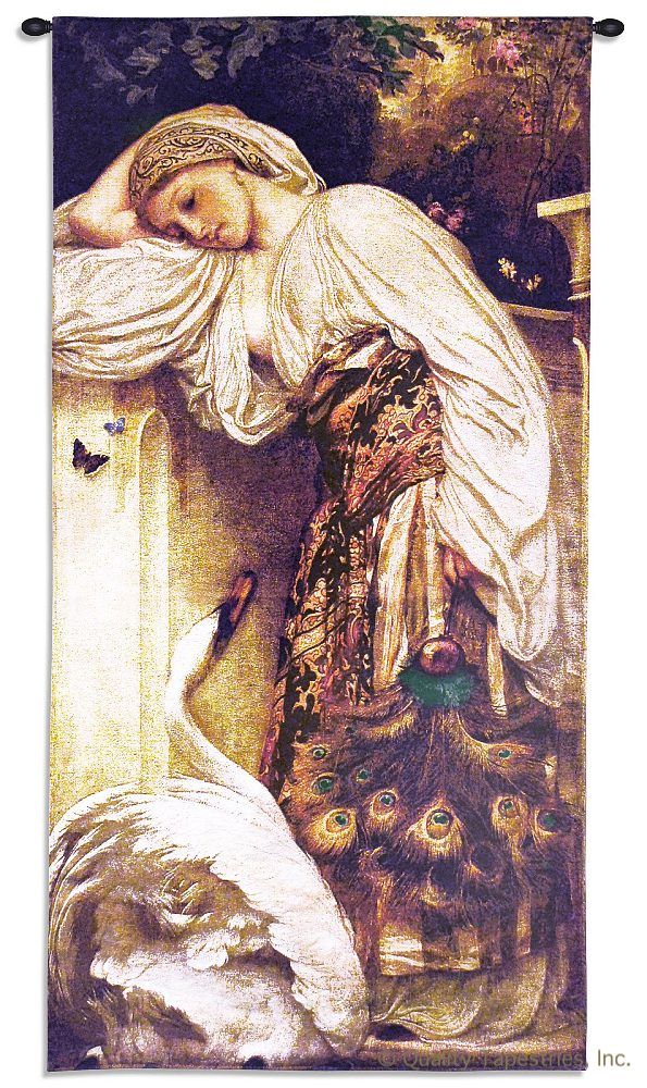 Odalisque Woman & Goose Wall Tapestry C-5873, &, 30-39Incheswide, 30W, 5873-Wh, 5873C, 5873Wh, 60-69Inchestall, 60H, Art, Artist, Carolina, USAwoven, Cotton, Goose, Hanging, Long, Odalisque, Old, Panel, People, Purple, Tall, Tapestries, Tapestry, Vertical, Wall, White, Woman, World, Woven, tapestries, tapestrys, hangings, and, the