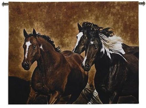Galloping Horses Wall Tapestry C-6075, 3, 50-59Inchestall, 53H, 60-69Incheswide, 6075-Wh, 6075C, 6075Wh, 65W, Animal, Animals, Brown, Carolina, USAwoven, Cotton, Dark, Duncan, DuncanS, Galloping, Horizontal, Horse, Horses, Large, Ranch, Ready, Robert, Run, Tapestries, Tapestry, Three, To, Wall, Western, Wide, tapestries, tapestrys, hangings, and, the