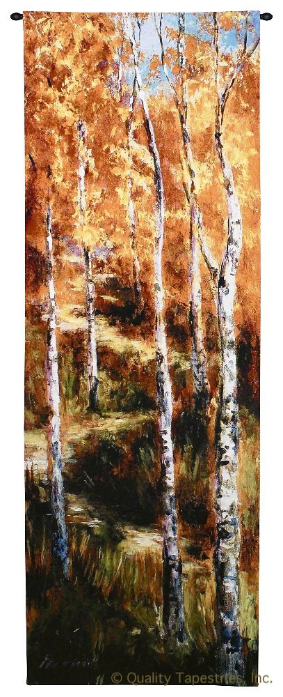 Autumn Birch Trees II Wall Tapestry C-6100, 10-29Incheswide, 26W, 6100-Wh, 6100C, 6100Wh, 70-79Inchestall, 76H, Art, Autumn, Birch, Carolina, USAwoven, Cotton, Group, Hanging, Ii, Orange, Tapestries, Tapestry, Tree, Trees, Vertical, Wall, Woven, tapestries, tapestrys, hangings, and, the