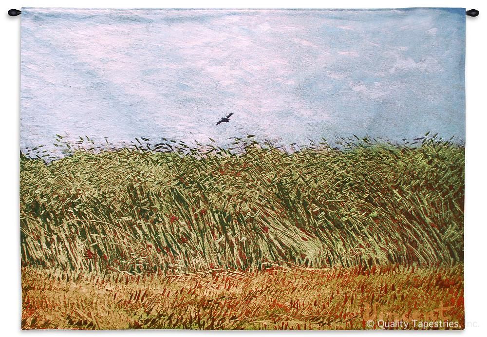 Van Gogh Wheatfield With a Lark Wall Tapestry C-6108, 30-39Inchestall, 38H, 50-59Incheswide, 53W, 6108-Wh, 6108C, 6108Wh, A, Abstract, Art, Artist, Blue, Carolina, USAwoven, Contemporary, Cotton, Erope, Europe, European, Eurupe, Famous, Gogh, Green, Hanging, Horizontal, Lark, Masterpiece, Masterpieces, Modern, Old, Painting, Paintings, Tapastry, Tapestries, Tapestry, Tapistry, Urope, Van, Vincent, Wall, Wheatfield, With, Woven, tapestries, tapestrys, hangings, and, the