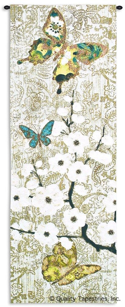 Butterfly Spring Unfolding Wall Tapestry C-6134, 10-29Incheswide, 20W, 50-59Inchestall, 57H, 6134-Wh, 6134C, 6134Wh, Abstract, Animal, Art, Ashley, Butterflies, Butterfly, Carolina, USAwoven, Cotton, Cream, Design, Floral, Flower, Flowers, Group, Hanging, Long, Panel, Spring, Tall, Tapastry, Tapestries, Tapestry, Tapistry, Unfolding, Vertical, Wall, White, Woven, tapestries, tapestrys, hangings, and, the