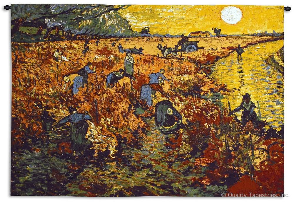 Van Gogh The Red Vineyard Wall Tapestry C-6137, 30-39Inchestall, 38H, 50-59Incheswide, 53W, 6137-Wh, 6137C, 6137Wh, Abstract, Art, Artist, Bold, Carolina, USAwoven, Contemporary, Cotton, Erope, Europe, European, Eurupe, Famous, Gogh, Gold, Hanging, Horizontal, Masterpiece, Masterpieces, Modern, Old, Orange, Painting, Paintings, Red, Sun, Tapastry, Tapestries, Tapestry, Tapistry, The, Urope, Van, Vincent, Vineyard, Wall, Woven, Yellow, Bestseller, tapestries, tapestrys, hangings, and, the