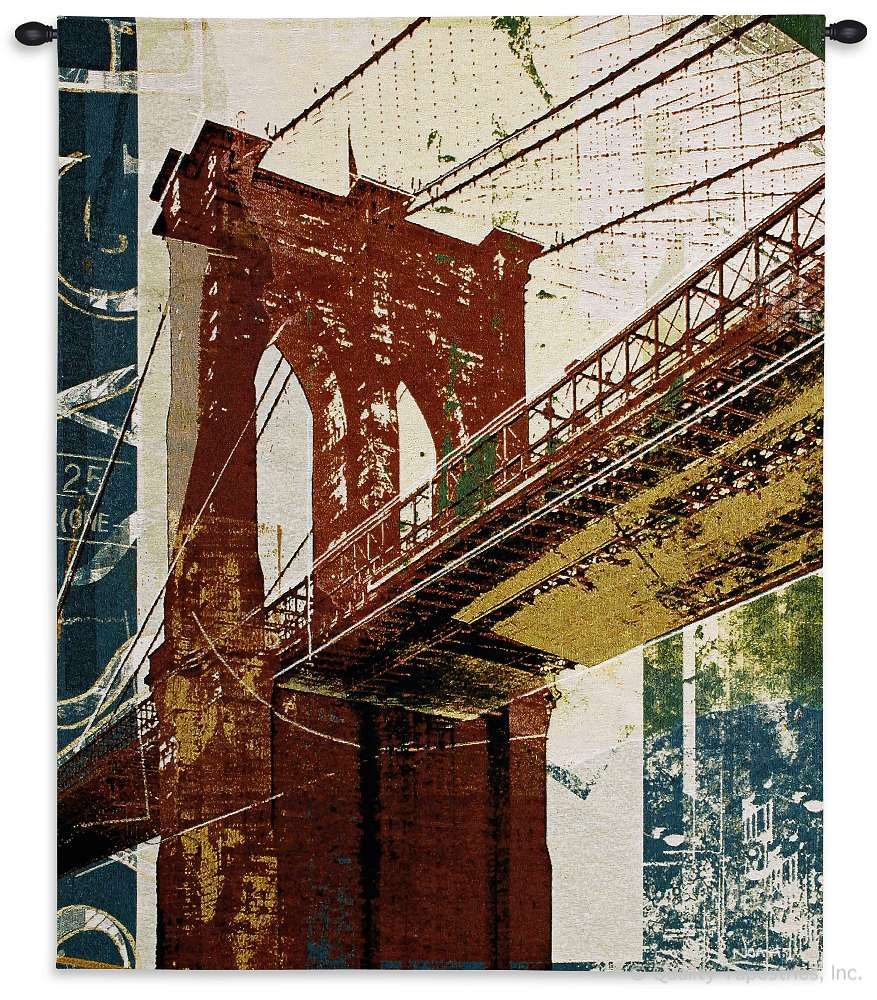 Brooklyn Bridge Wall Tapestry C-6143, 30-39Inchestall, 30-39Incheswide, 31W, 38H, 6143-Wh, 6143C, 6143Wh, Abstract, Art, Ashley, Bridge, Brooklyn, Carolina, USAwoven, City, Cityscape, Contemporary, Cotton, Hanging, Landscape, Mixed, Modern, New, Tapestries, Tapestry, Tapistry, Travel, Vertical, Wall, Woven, York, tapestries, tapestrys, hangings, and, the