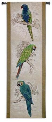 Tropical Birds Wall Tapestry C-6151, 10-29Incheswide, 22W, 60-69Inchestall, 6151-Wh, 6151C, 6151Wh, 68H, Animal, Art, Bird, Birds, Blue, Carolina, USAwoven, Cotton, Green, Hanging, Long, Panel, Parrot, Parrots, Tall, Tapastry, Tapestries, Tapestry, Tapistry, Tropical, Vertical, Wall, White, Woven, tapestries, tapestrys, hangings, and, the