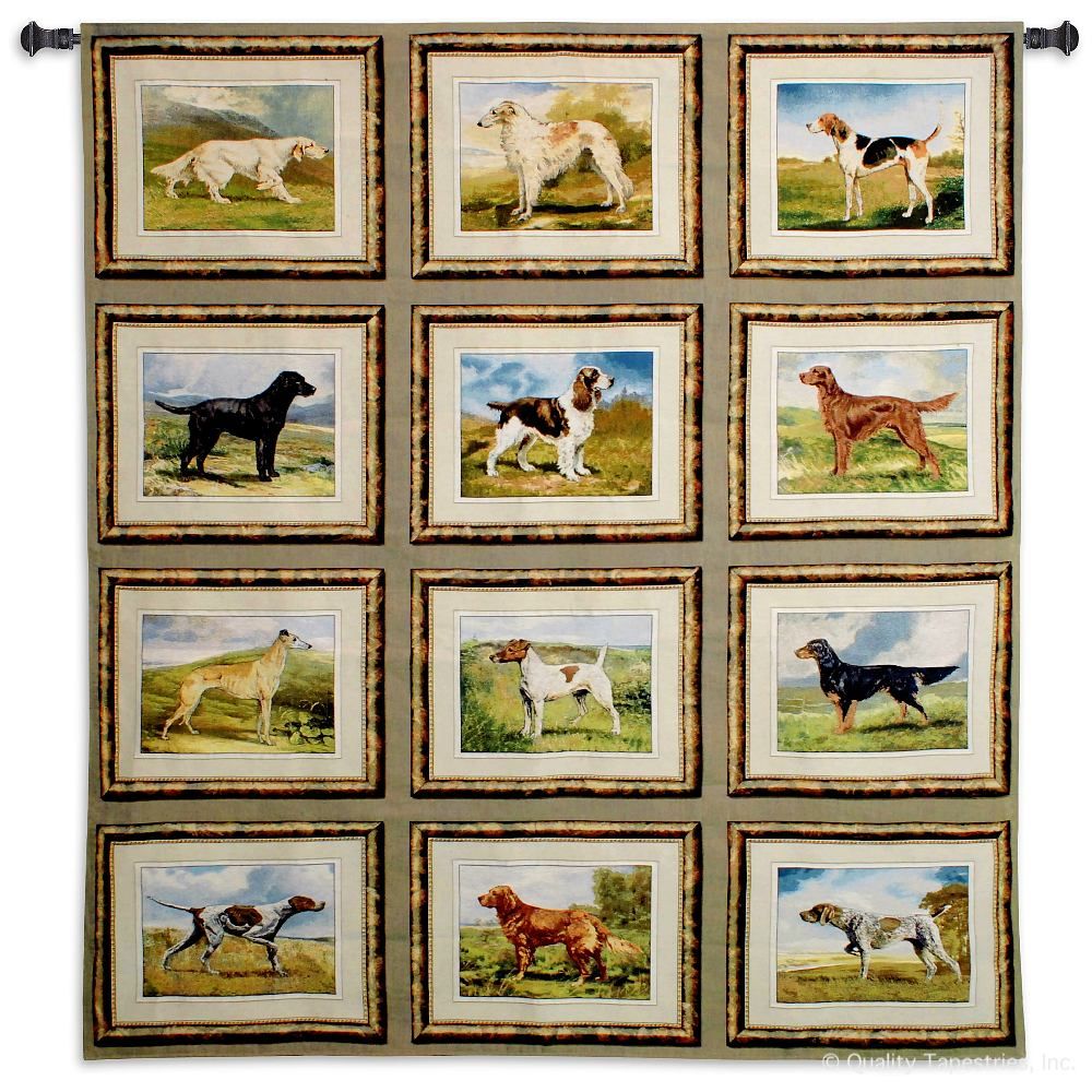 English Sporting Dogs Wall Tapestry C-6166, 60-69Incheswide, 6166-Wh, 6166C, 6166Wh, 64W, 70-79Inchestall, 71H, Animal, Art, Big, Brown, Carolina, USAwoven, Cotton, Dog, Dogs, English, European, Hanging, Huge, New, Portrait, Sporting, Tall, Tapestries, Tapestry, Tapistry, Vertical, Wall, Wide, Woven, tapestries, tapestrys, hangings, and, the