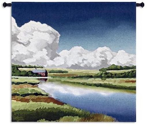 Norfolk Broads Wall Tapestry C-6341, 30-39Inchestall, 30-39Incheswide, 31H, 31W, 6341-Wh, 6341C, 6341Wh, Abstract, Art, Blue, Broads, Carolina, USAwoven, Contemporary, Cotton, Green, Hanging, Landscape, Large, Modern, Norfolk, Paint, Painting, Square, Tapastry, Tapestries, Tapestry, Tapistry, Wall, White, Woven, tapestries, tapestrys, hangings, and, the