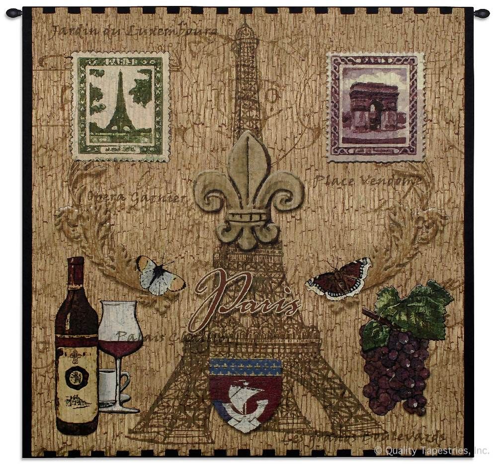 Paris Eiffel Tower Wall Tapestry C-6361, 50-59Inchestall, 50-59Incheswide, 53H, 53W, 6361-Wh, 6361C, 6361Wh, Antique, Art, Bottle, Brown, Carolina, USAwoven, Cityscape, Cotton, De, Eiffel, Erope, Europe, European, Eurupe, Fleur, Grande, Grapes, Hanging, Lis, Old, Olde, Paris, Square, Tapestries, Tapestry, Tower, Urope, Vintage, Wall, Wine, World, Woven, tapestries, tapestrys, hangings, and, the