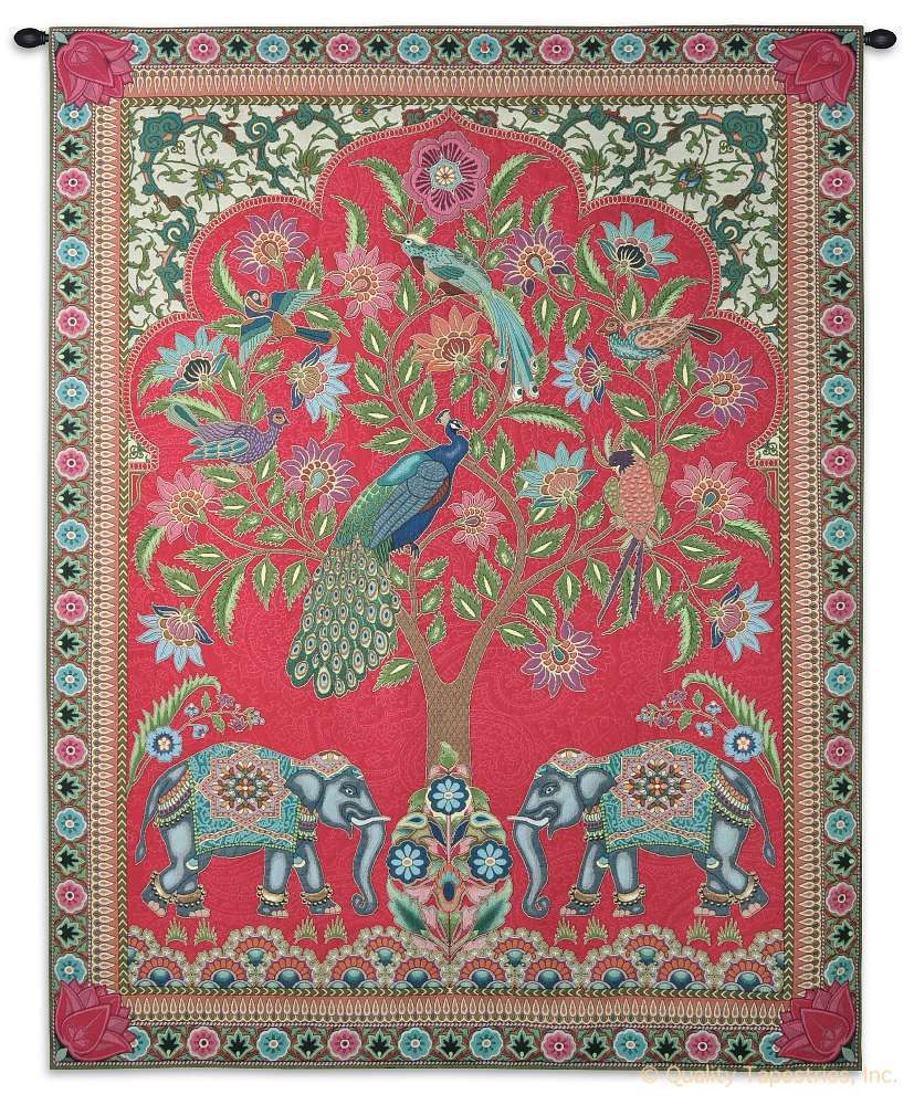 Indian Tree of Life Wall Tapestry C-6456, 50-59Incheswide, 52W, 60-69Inchestall, 6456-Wh, 6456C, 6456Wh, 67H, Abstract, Animal, Art, Bold, Carolina, USAwoven, Cotton, Design, Elephant, Elephants, Hanging, India, Indian, Intricate, Large, Life, Motif, Of, Oriental, Pattern, Peacock, Peacocks, Pink, Tapastry, Tapestries, Tapestry, Tapistry, Tree, Vertical, Wall, Woven, Bestseller, Treeoflife, tapestries, tapestrys, hangings, and, the, asian