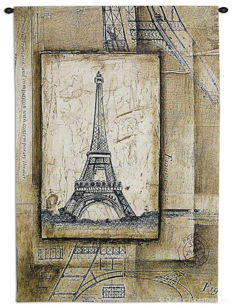 Eiffel Tower Wall Tapestry C-6471, 30-39Incheswide, 36W, 50-59Inchestall, 53H, 6471-Wh, 6471C, 6471Wh, Abstract, Art, Brown, Carolina, USAwoven, Contemporary, Cotton, Eiffel, European, France, French, Hanging, Modern, Paris, Tapestries, Tapestry, Tower, Wall, Woven, tapestries, tapestrys, hangings, and, the