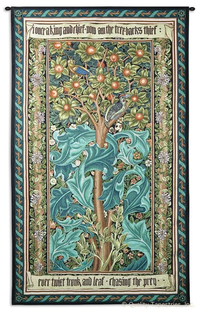 William Morris Woodpecker II Wall Tapestry C-6489, 40-49Incheswide, 41W, 60-69Inchestall, 6489-Wh, 6489C, 6489Wh, 68H, Abstract, Animal, Art, Bird, Birds, Blue, Carolina, USAwoven, Cotton, European, Famous, Fruit, Green, Group, Hanging, Ii, Intricate, Large, Life, Medieval, Morris, Of, Old, Olde, Tapastry, Tapestries, Tapestry, Tapistry, Tree, Vertical, Wall, William, Woodpecker, World, Woven, Treeoflife, tapestries, tapestrys, hangings, and, the