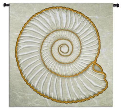 Ammonite Wall Tapestry C-6539, 50-59Inchestall, 50-59Incheswide, 51H, 51W, 6539-Wh, 6539C, 6539Wh, Abstract, Ammonite, Art, Carolina, USAwoven, Contemporary, Cotton, Country, Gold, Hanging, Light, Modern, Square, Tapastry, Tapestries, Tapestry, Tapistry, Wall, White, Woven, tapestries, tapestrys, hangings, and, the